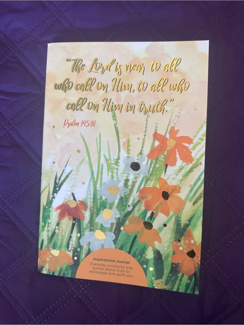 Inspirational Floral Psalm 145:18 Wall Art - Orange & Green